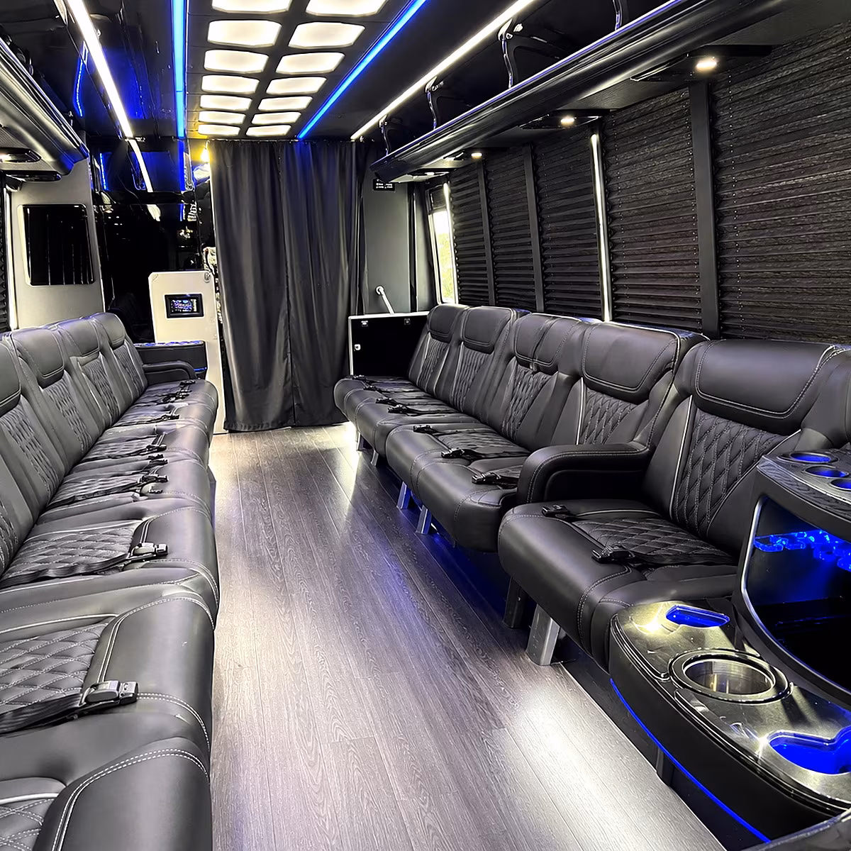 Virginia Beach Bachelor & Bachelorette Transportation party bus interior
